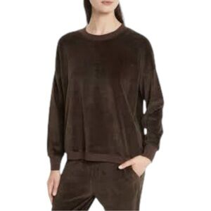 Vince Brown Velour Crewneck Pullover Longsleeve Sweatshirt X-Small Loungewear